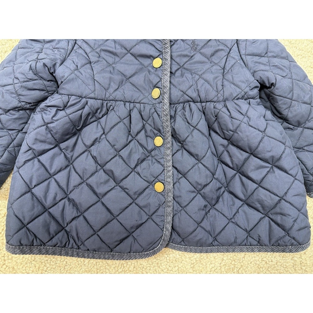 Ralph Lauren Collared Quilted Jacket Snap Button Sz 24M Blue Corduroy Collar - Picture 5 of 11